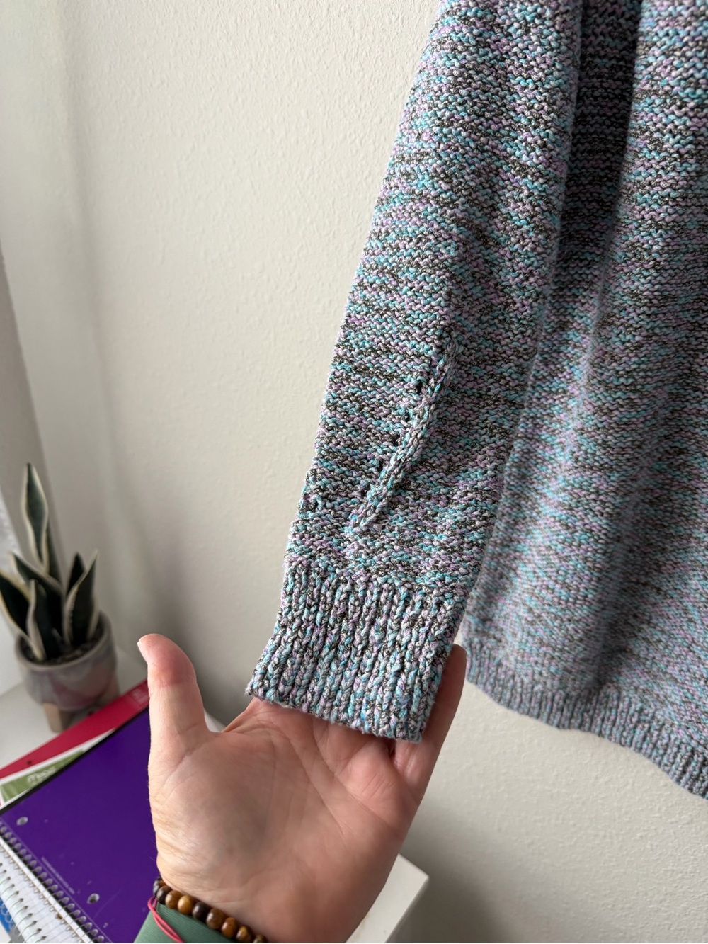 Talbots Multicolor Speckled Crewneck Sweater - Blue, Pink, White - Picture 3 of 8
